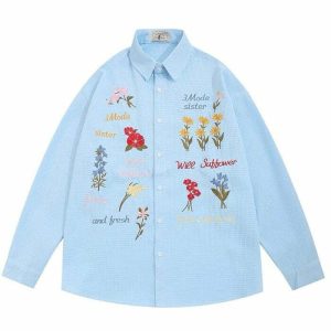 chic wildflower embroidered shirt   youthful & vibrant 2596