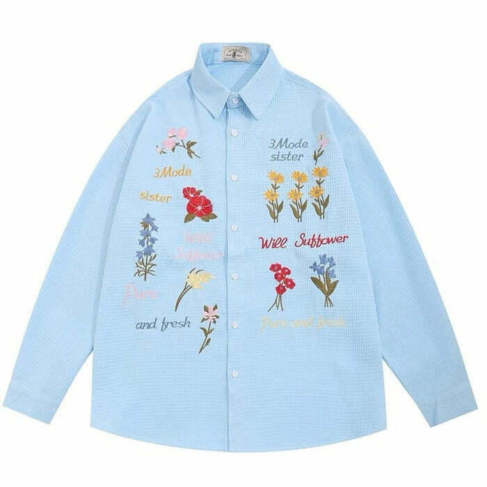 chic wildflower embroidered shirt   youthful & vibrant 2596