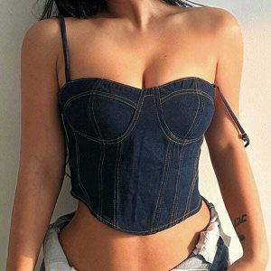 chic y2k denim corset 1556