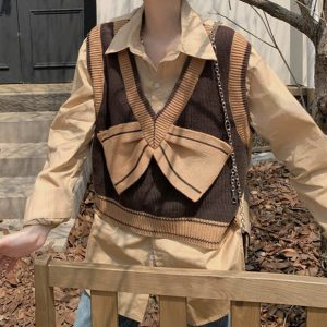 chocolate brown vest youthful & chic aesthetic 3383