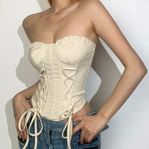 clean girl aesthetic lace up corset chic & sculpting 6750