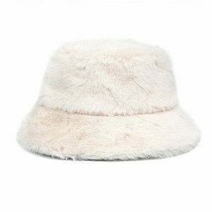 clean girl chic fluffy bucket hat   y2k aesthetic 2925