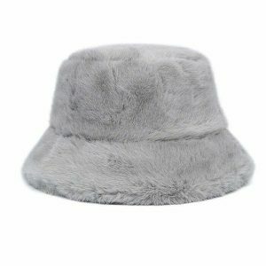 clean girl chic fluffy bucket hat   y2k aesthetic 6555