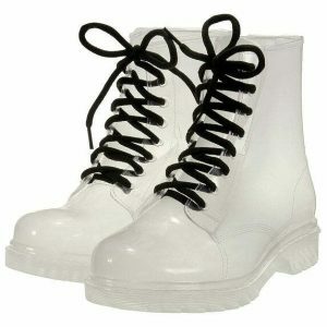 clear laceup boots   chic transparent footwear urban trend 7107