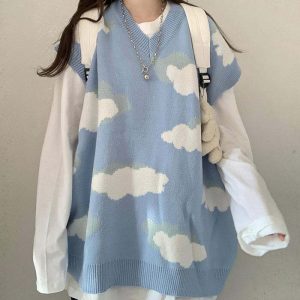 cloud inspired knit vest youthful & dynamic design 1221