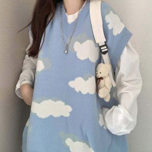 cloud inspired knit vest youthful & dynamic design 3106