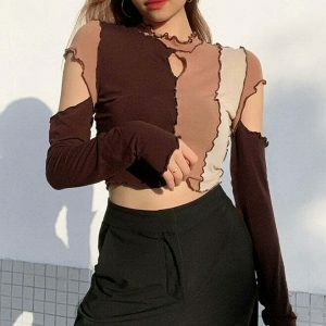 color block top with shady behavior   youthful & bold 5393