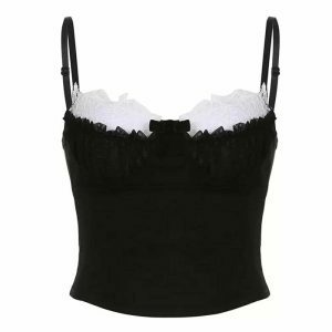 contrast lace cami top ruched bust youthful elegance 1773