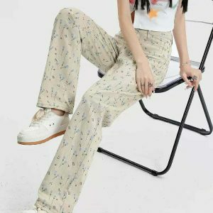 cottagecore aesthetic floral pants youthful floral pants cottagecore chic & trendy 6081