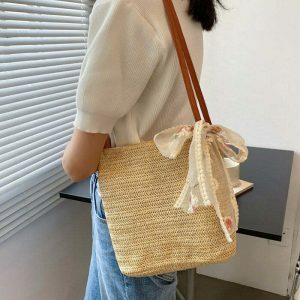 cottagecore inspired straw bag   chic & rustic accessory 1788