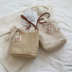 cottagecore inspired straw bag   chic & rustic accessory 7013