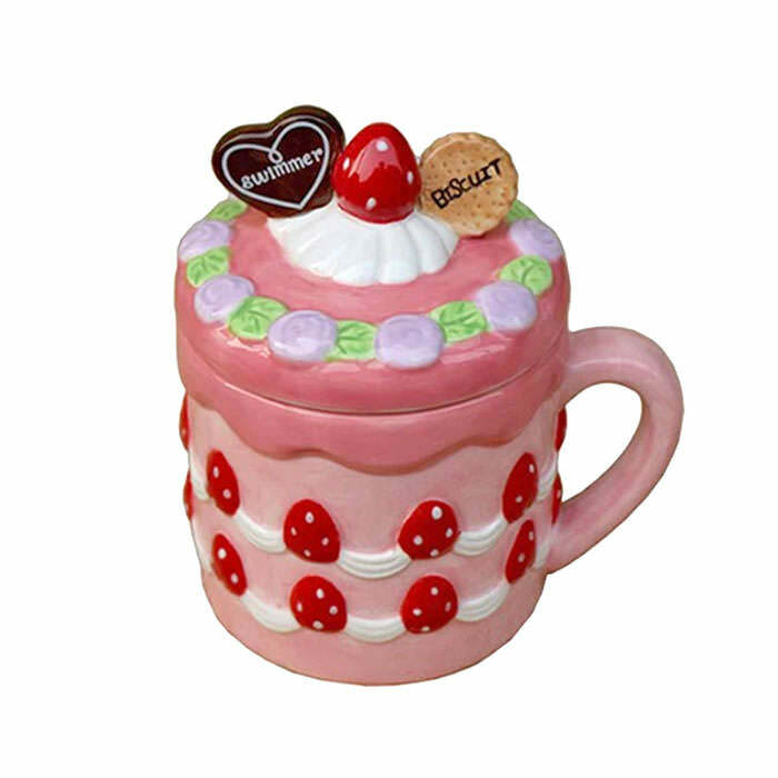 cottagecore strawberry mug   handcrafted ceramic delight 1950
