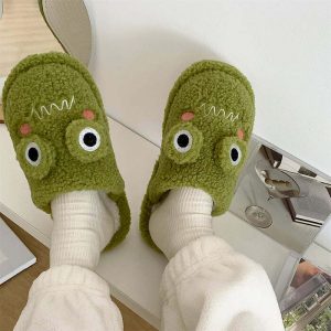cozy frog fuzzy slippers   quirky & comfortable footwear 3107