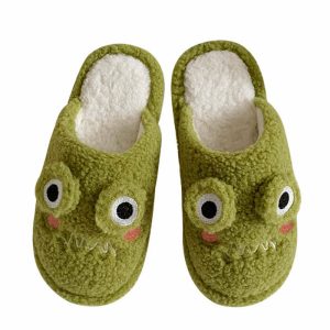 cozy frog fuzzy slippers   quirky & comfortable footwear 7237