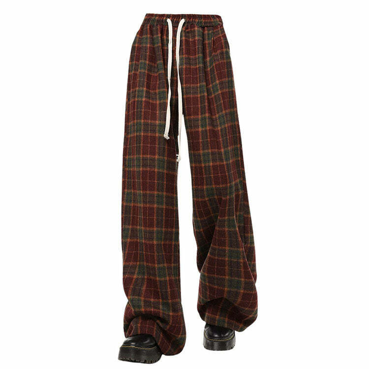 cozy plaid pants   youthful & comfortable streetwear 4106