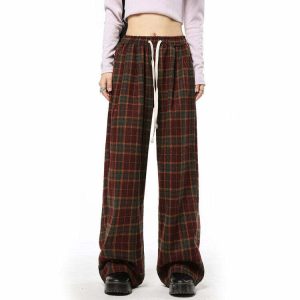cozy plaid pants   youthful & comfortable streetwear 4803