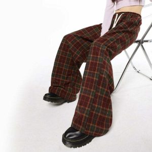 cozy plaid pants   youthful & comfortable streetwear 5407