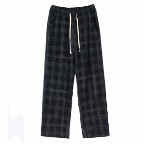 cozy plaid pants navy   chic & comfortable y2k style 3103