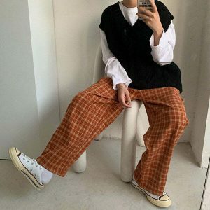 cozy plaid trousers youthful & chic streetwear staple 5143