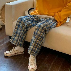 cozy plaid trousers youthful & chic streetwear staple 8207