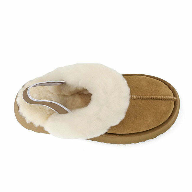 cozy sheepskin platform slippers warm & luxurious comfort 3056