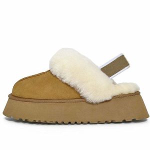 cozy sheepskin platform slippers warm & luxurious comfort 4174
