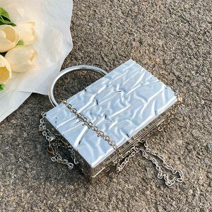 crumpled metal chain bag chic crumpled metal chain bag   urban elegance 7677