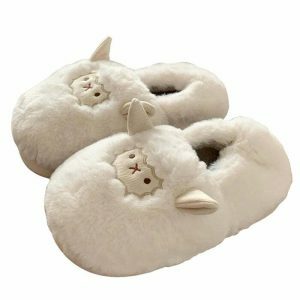 cute lamb fluffy slippers cozy & chic comfort footwear 2142