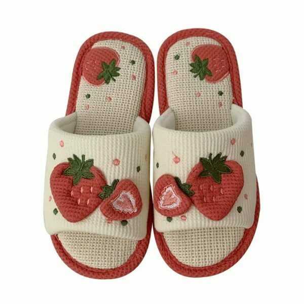 cute strawberry slippers   youthful & cozy footwear delight 1253