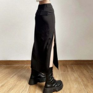 dark grunge long skirt youthful & edgy aesthetic 6579