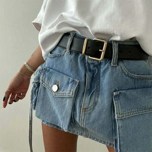 denim cargo mini skirt youthful & chic streetwear staple 6264