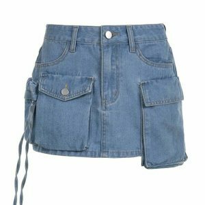 denim cargo mini skirt youthful & chic streetwear staple 6869