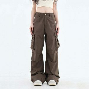 downtown girl cargo pants sleek brown & urban chic 5023