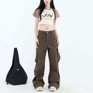 downtown girl cargo pants sleek brown & urban chic 8710