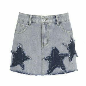 downtown star denim skirt youthful & chic streetwear 3918