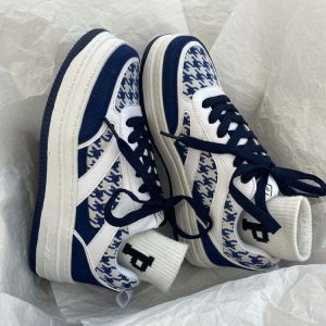 dynamic dogtooth check sneakers youthful street style 7104