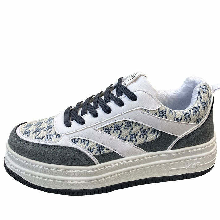 dynamic dogtooth check sneakers youthful street style 8231
