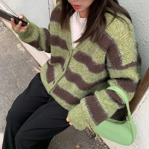 eclectic striped cardigan from local coffee shop style 3986