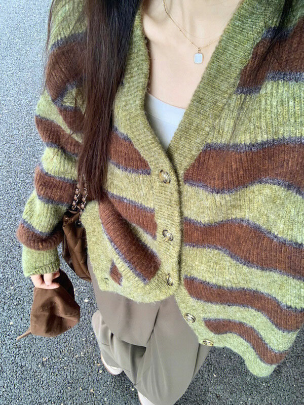 eclectic striped cardigan from local coffee shop style 7319