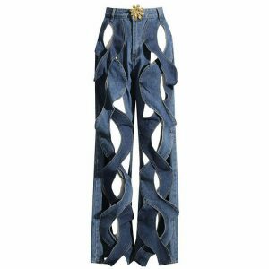 edgy crisscross hollow jeans showgirl inspired design 4968