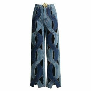 edgy crisscross hollow jeans showgirl inspired design 6367