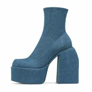 edgy denim chunky boots   streetwise 3113