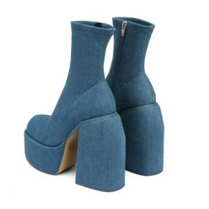 edgy denim chunky boots   streetwise 3117