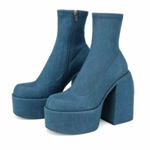edgy denim chunky boots   streetwise 5998