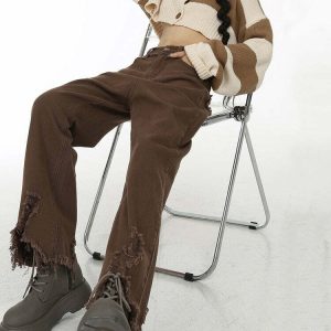 edgy distressed straightleg jeans timeless brown hue 1517