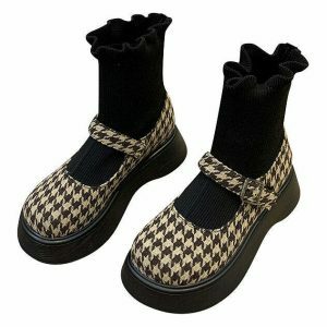 edgy dogtooth check sock sandals streetwise appeal 1325