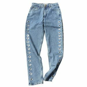 edgy grommet jeans with holed up design youthful appeal 4915