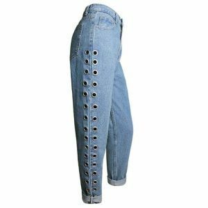 edgy grommet jeans with holed up design youthful appeal 6693