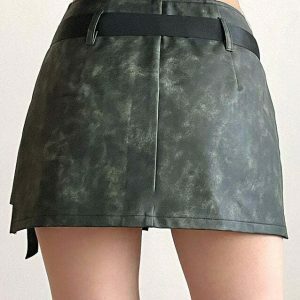 edgy grunge wrap skirt with safety belt detail 6428