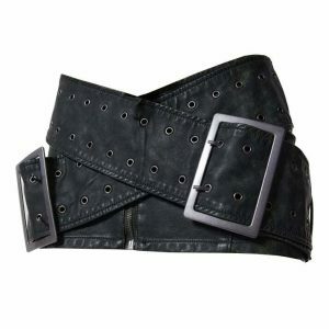 edgy huge buckle micro skirt y2k streetwear icon 3003